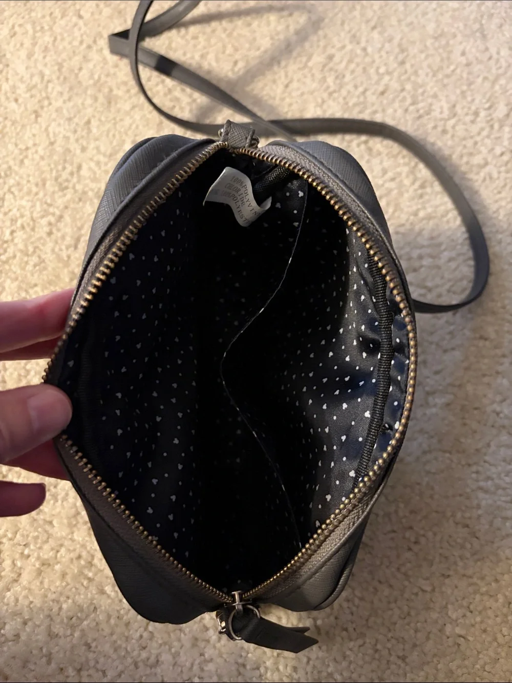 Disney x Pandora Gray Crossbody Bag with Gold Mickey Outline